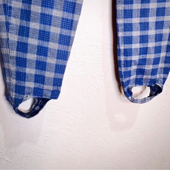 Vintage 80s Ashleigh Morgan Blue Plaid Stirrup Pants Women's 8 Tapered Leg - Picture 5 of 8